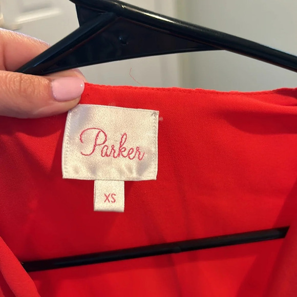 Parker Ruched Sleeve Red Dress - Picture 8 of 11
